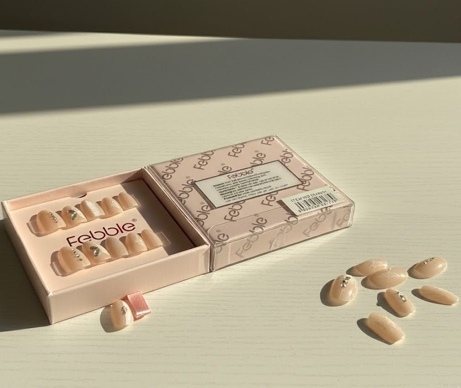 Febble - Crystal Leaf Nude Press - On Nails (Original) - Zambeel