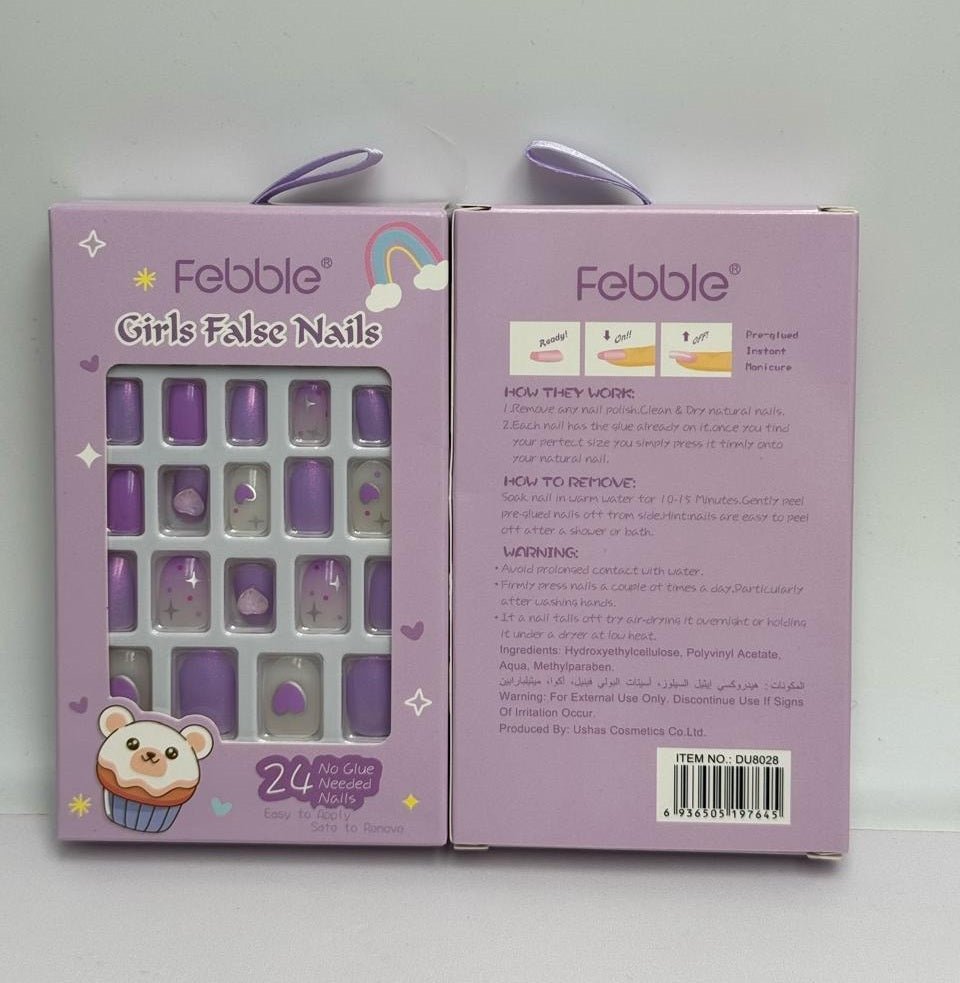 Febble - Cute Purple Cartoon Kids Nails (Original) - Zambeel