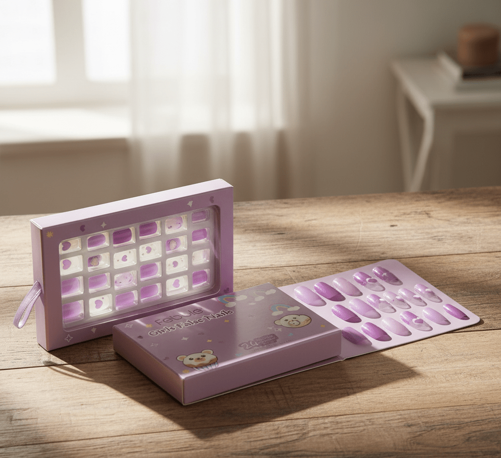 Febble - Cute Purple Cartoon Kids Nails (Original) - Zambeel