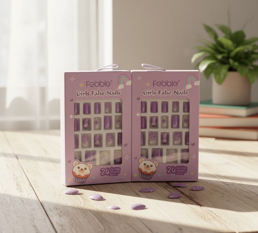 Febble - Cute Purple Cartoon Kids Nails (Original) - Zambeel