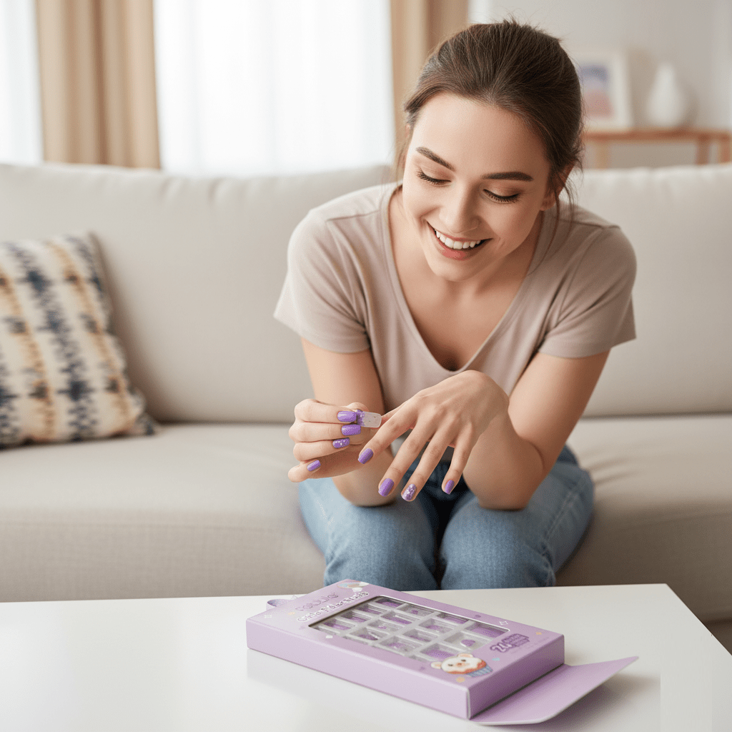 Febble - Cute Purple Cartoon Kids Nails (Original) - Zambeel