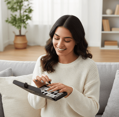 Febble - Elegant Black Nude Oval Nails (Original) - Zambeel