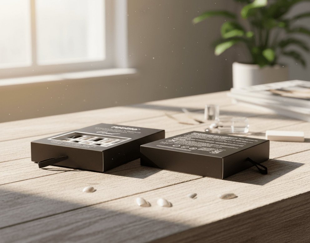 Febble - Elegant Black Nude Oval Nails (Original) - Zambeel