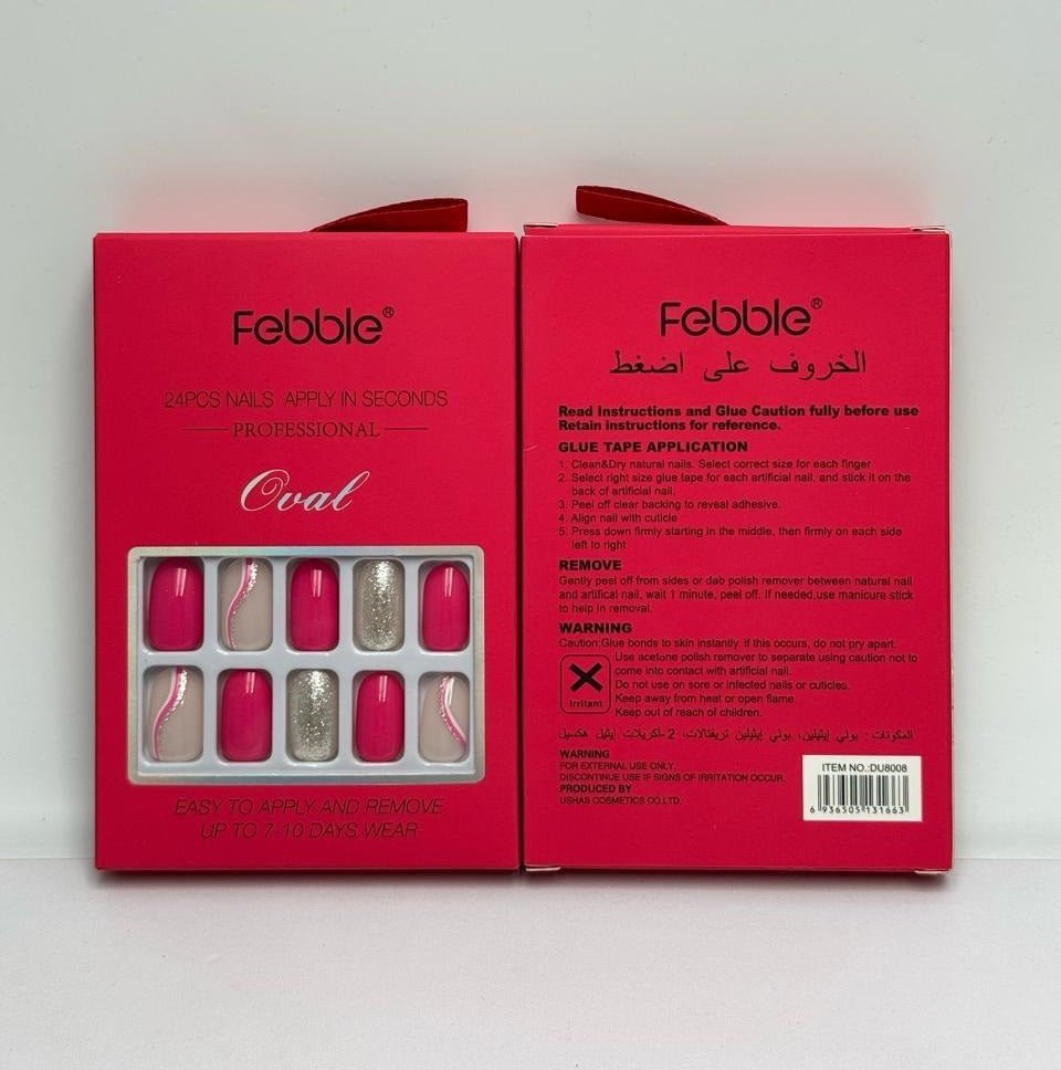 Febble - Hot Pink Sparkle Oval Nails (Original) - Zambeel