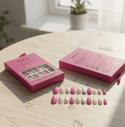 Febble - Hot Pink with Silver Sparkle Press - On Nails (Original) - Zambeel