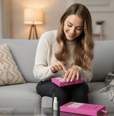 Febble - Hot Pink with Silver Sparkle Press - On Nails (Original) - Zambeel