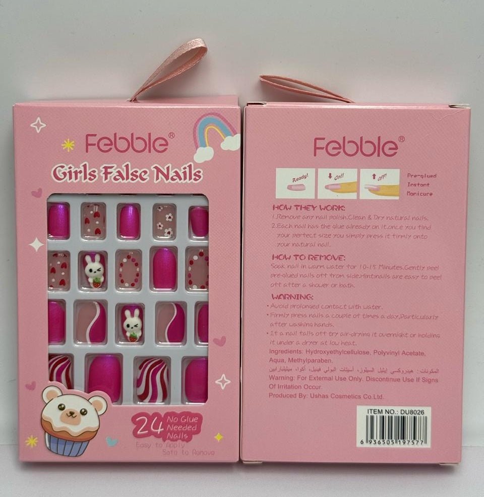 Febble - Kids Pink Bunny False Nails (Original) - Zambeel