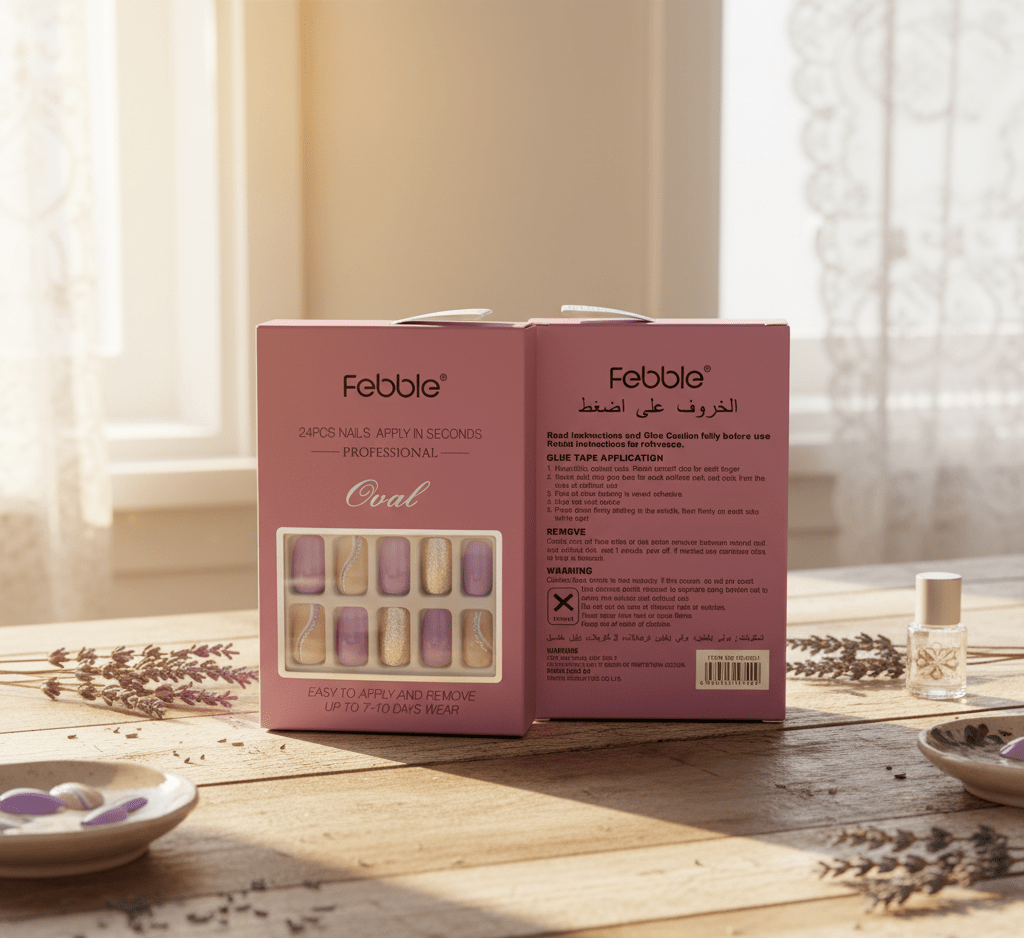 Febble - Lilac Purple Glitter Mix Press - On Nails (Original) - Zambeel