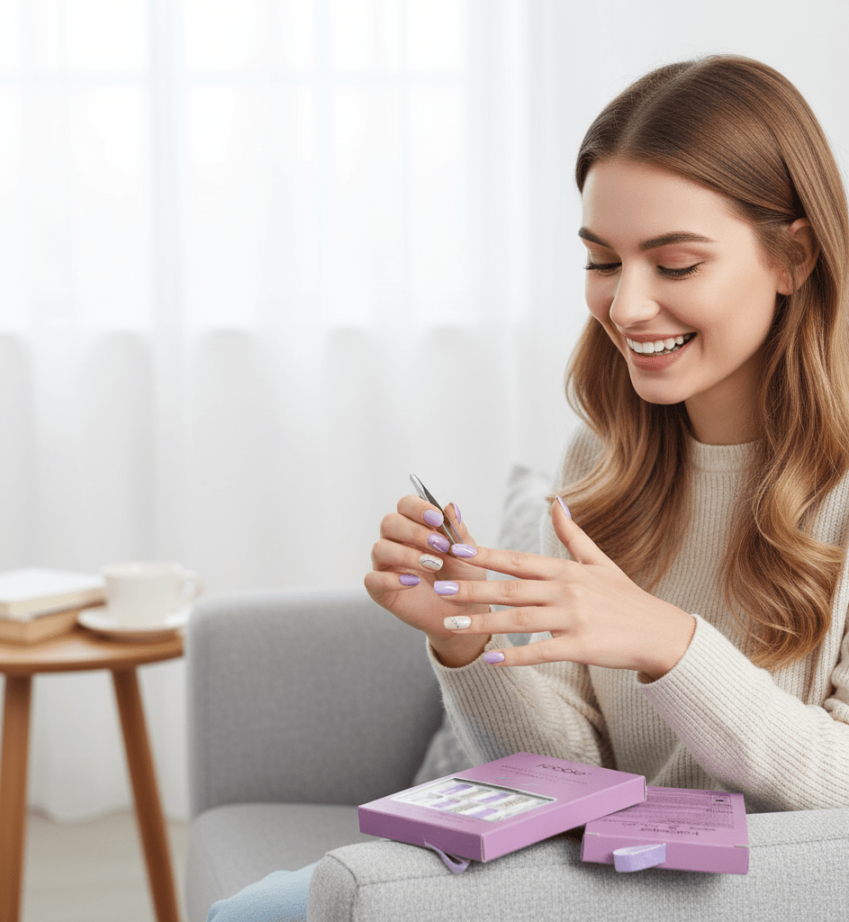 Febble - Lilac Purple Glitter Mix Press - On Nails (Original) - Zambeel