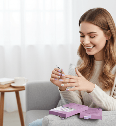 Febble - Lilac Purple Glitter Mix Press - On Nails (Original) - Zambeel