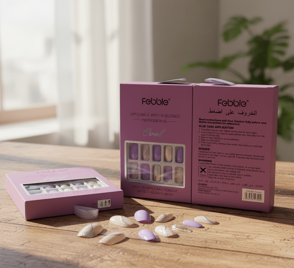 Febble - Lilac Purple Glitter Mix Press - On Nails (Original) - Zambeel