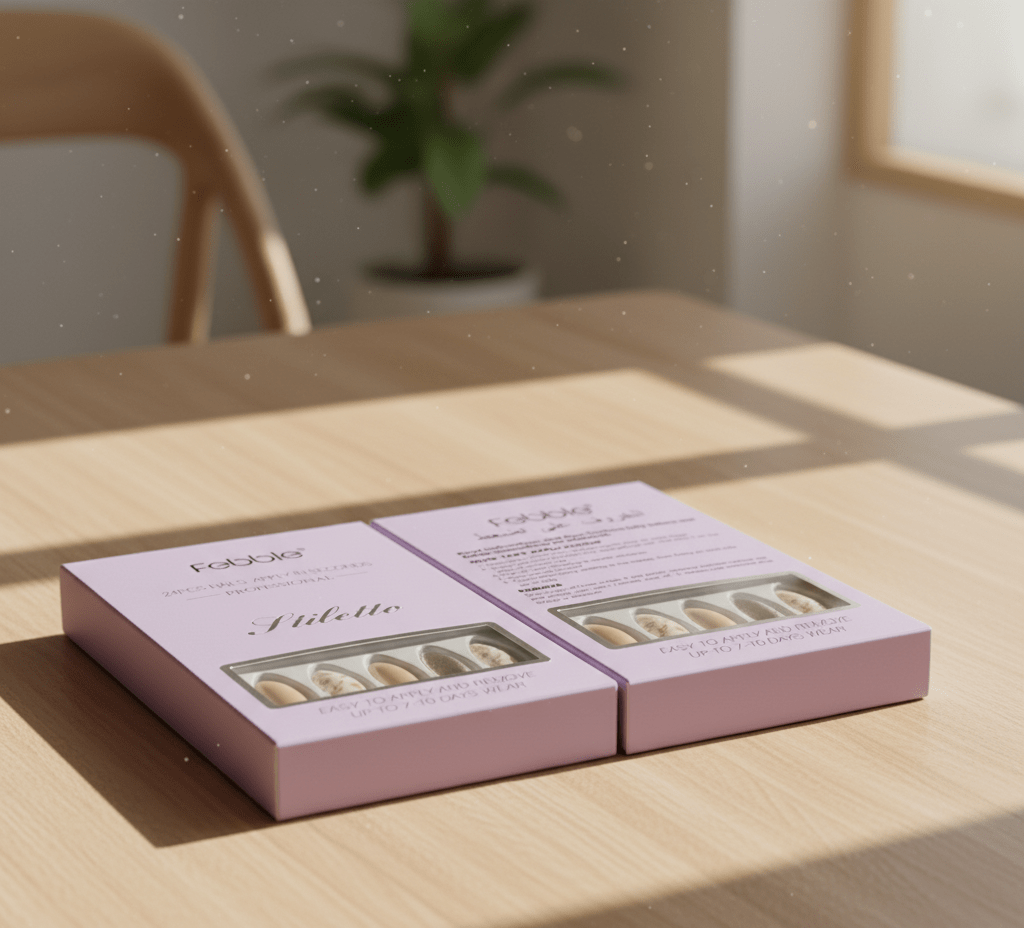 Febble - Nude Floral Gold Mix Press - On Nails (Original) - Zambeel