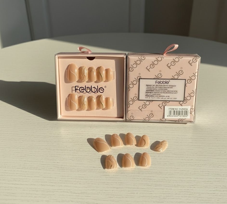 Febble - Nude Marble Swirl Press - On Nails (Original) - Zambeel