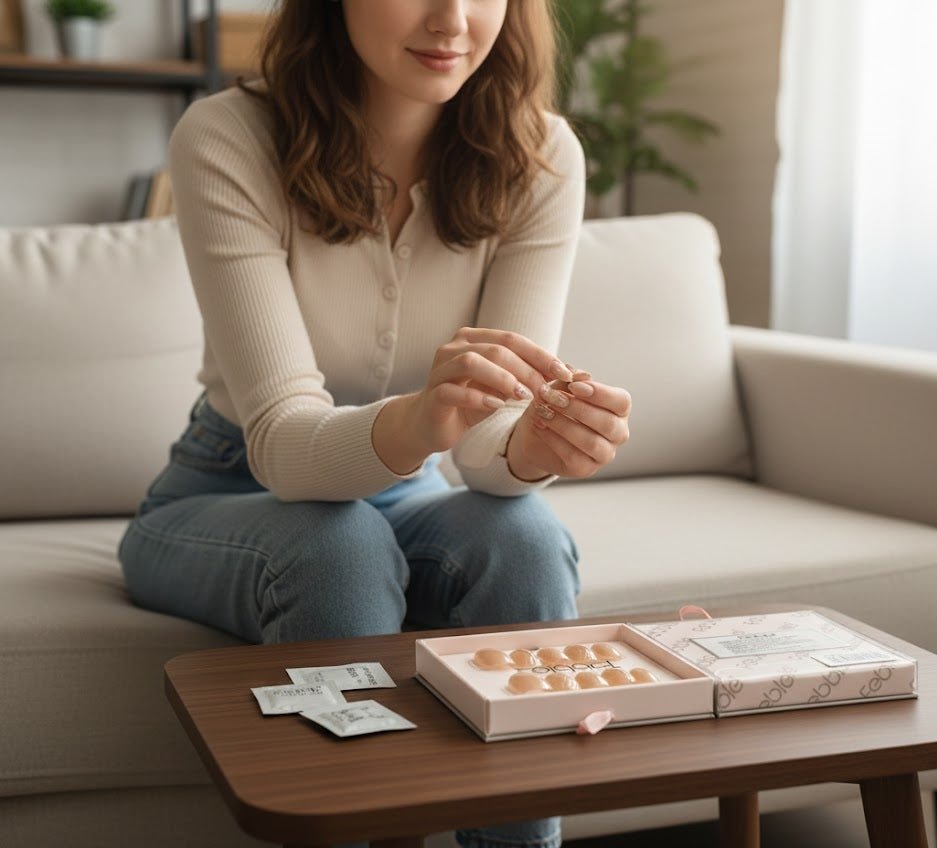 Febble - Nude Marble Swirl Press - On Nails (Original) - Zambeel