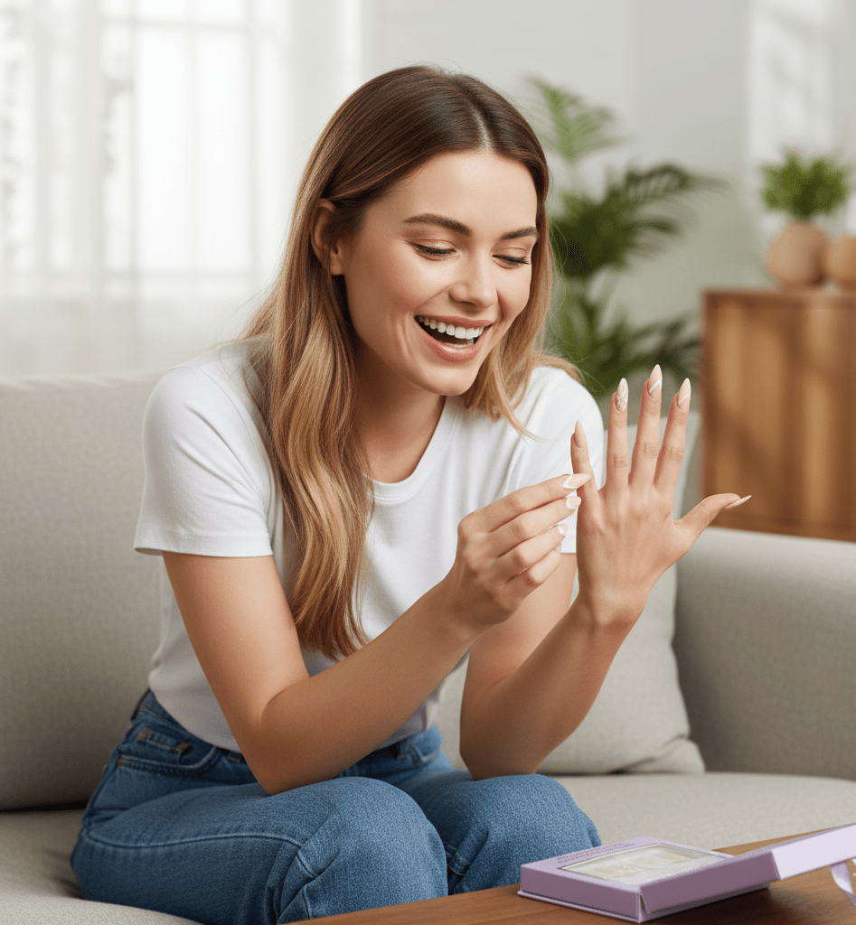 Febble - Nude Net Pattern Mix Press - On Nails (Original) - Zambeel