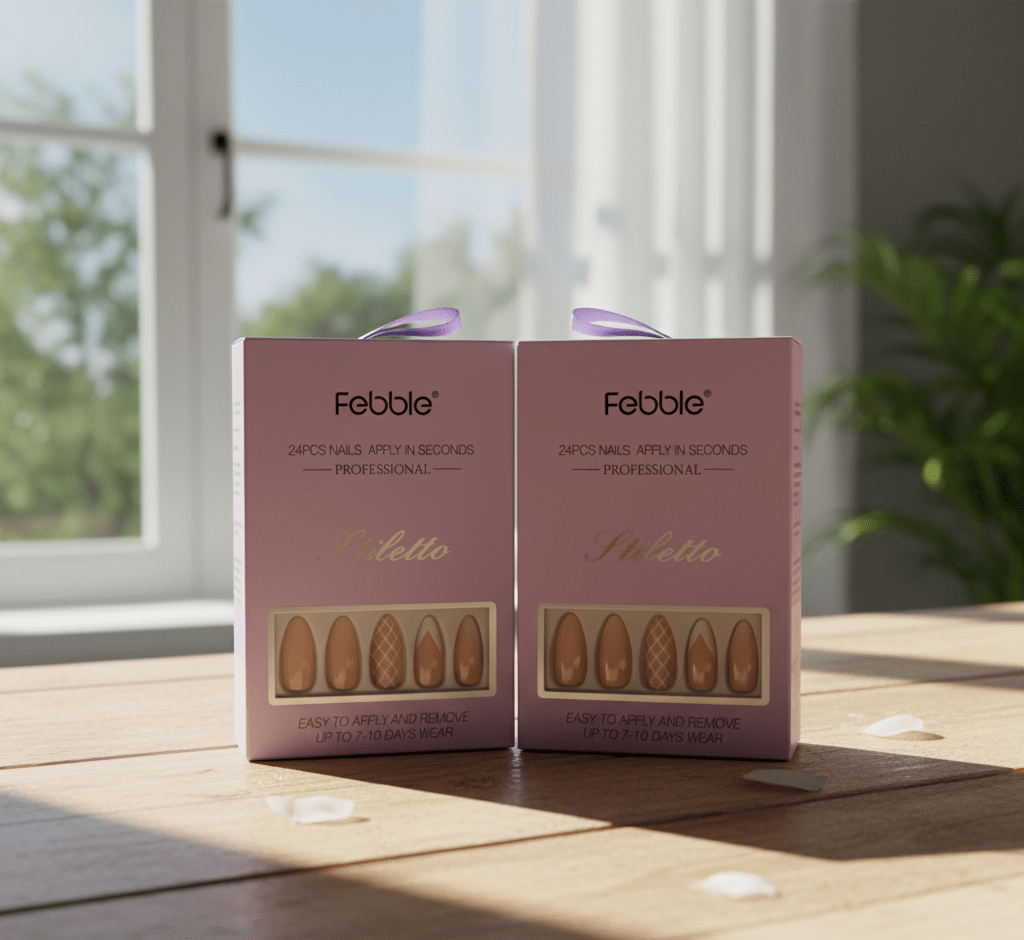 Febble - Nude Net Pattern Mix Press - On Nails (Original) - Zambeel