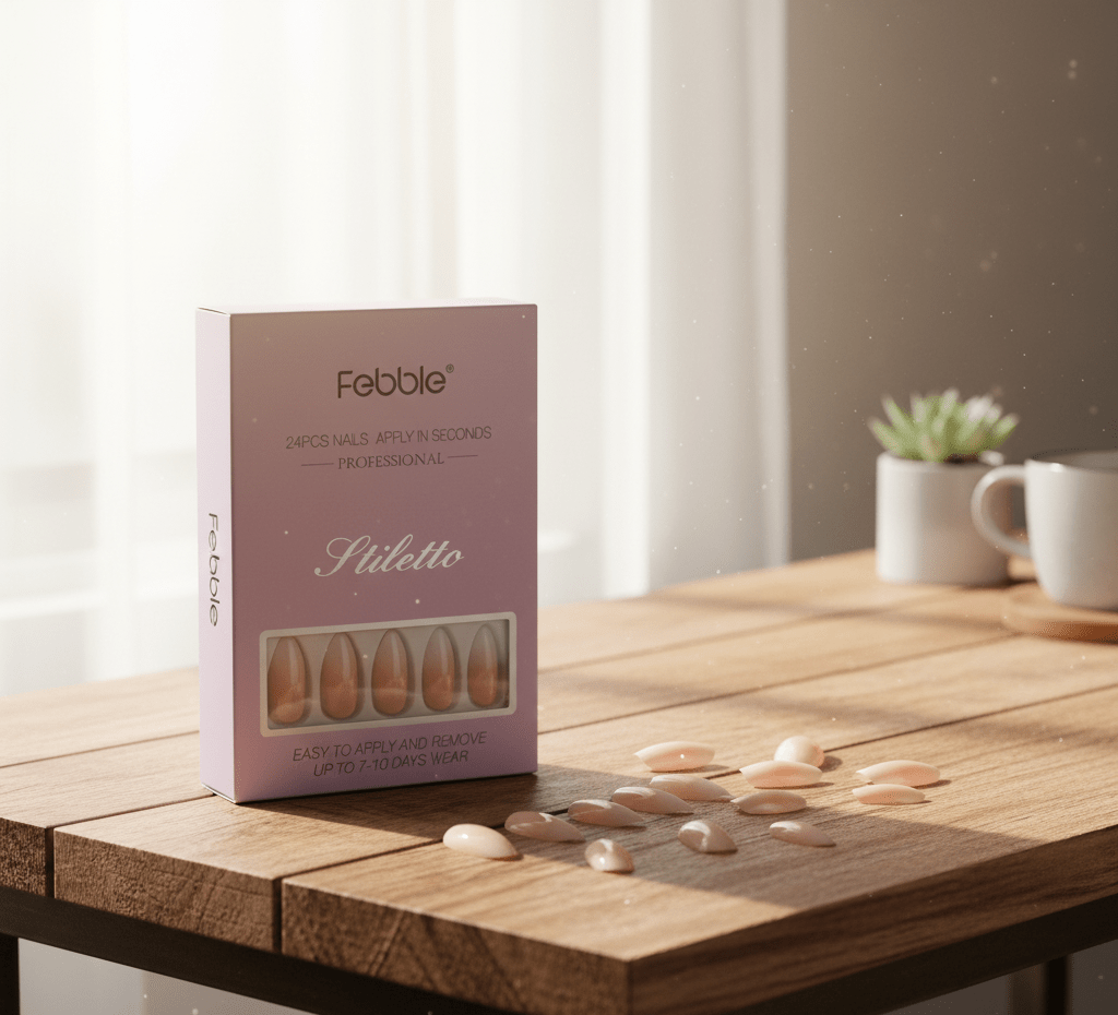 Febble - Nude Silver Wave Oval Nails (Original) - Zambeel