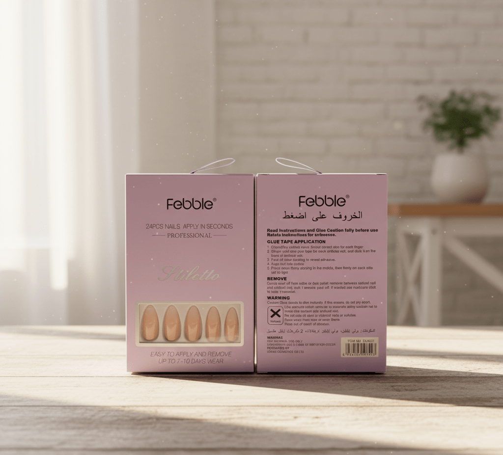 Febble - Nude Silver Wave Oval Nails (Original) - Zambeel