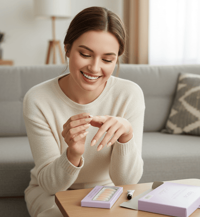 Febble - Nude Silver Wave Oval Nails (Original) - Zambeel