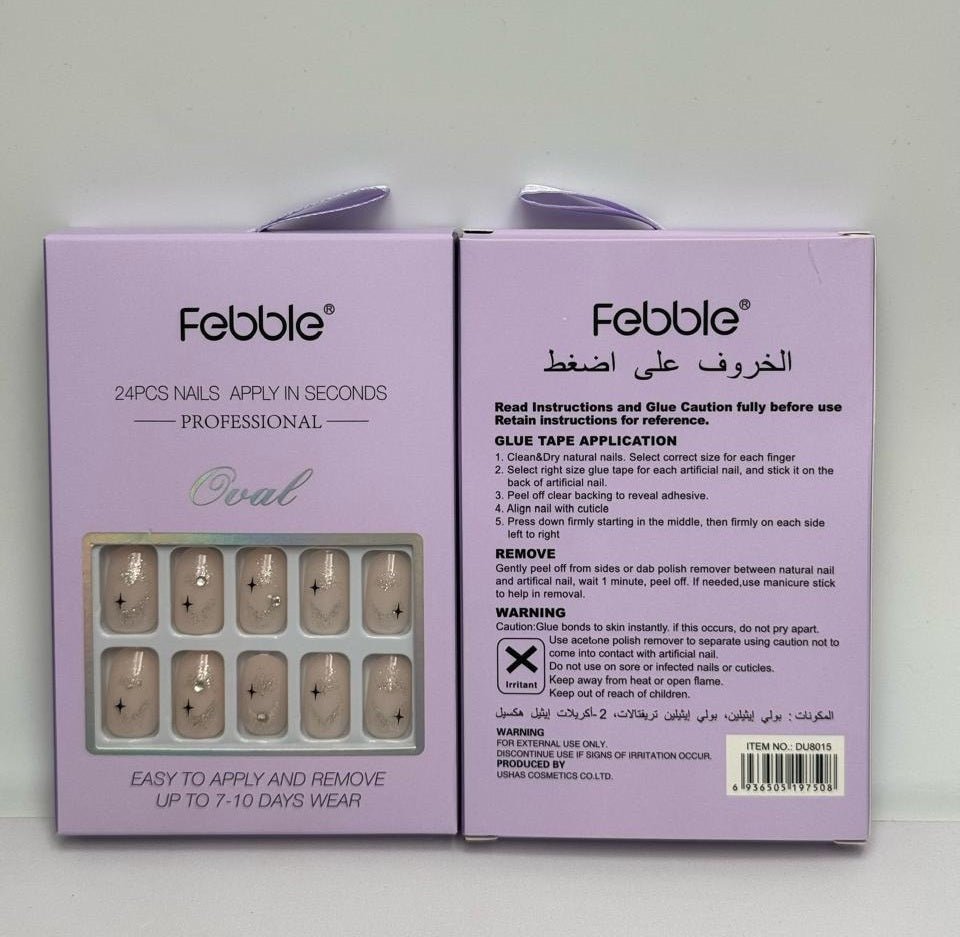 Febble - Oval Soft Nude Sparkle Press - On Nails (Original) - Zambeel