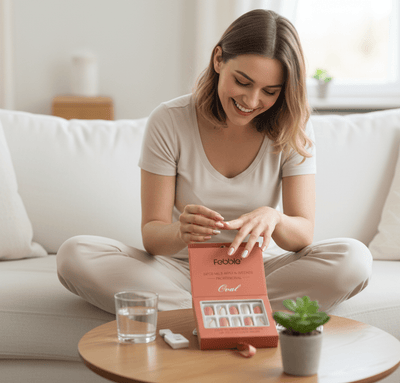 Febble - Peach Nude with Silver Sparkle Press - On Nails (Original) - Zambeel