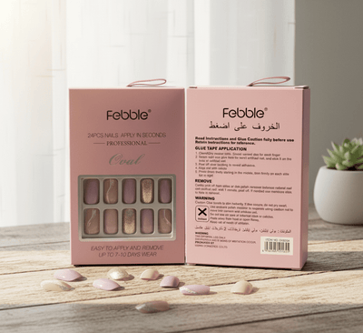 Febble - Soft Lavender & Silver Glitter Press - On Nails (Original) - Zambeel