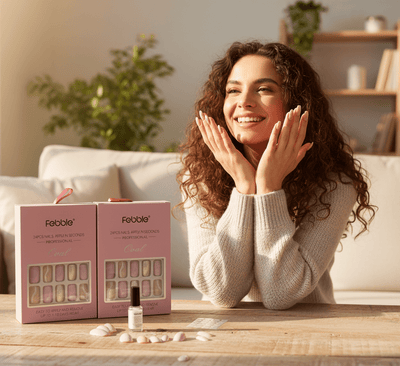 Febble - Soft Lavender & Silver Glitter Press - On Nails (Original) - Zambeel