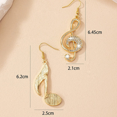 Female Gemstone Note Exaggerated Personality Earrings - Zambeel