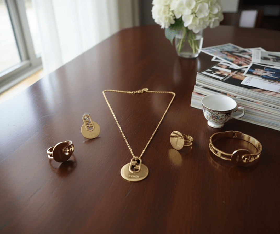 Fendi Gold Pendant Jewelry Set - Zambeel