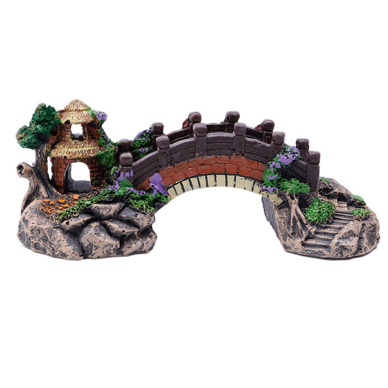 Fish Tank Aquarium Landscape Rockery Fake Bridge Landscaping Decoration Package Fish Globe Decorative Simulation Bridge Rockery Stone - Zambeel