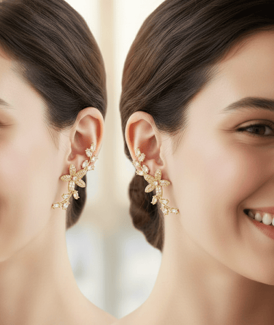 Floral Crystal Vine Earrings - Zambeel