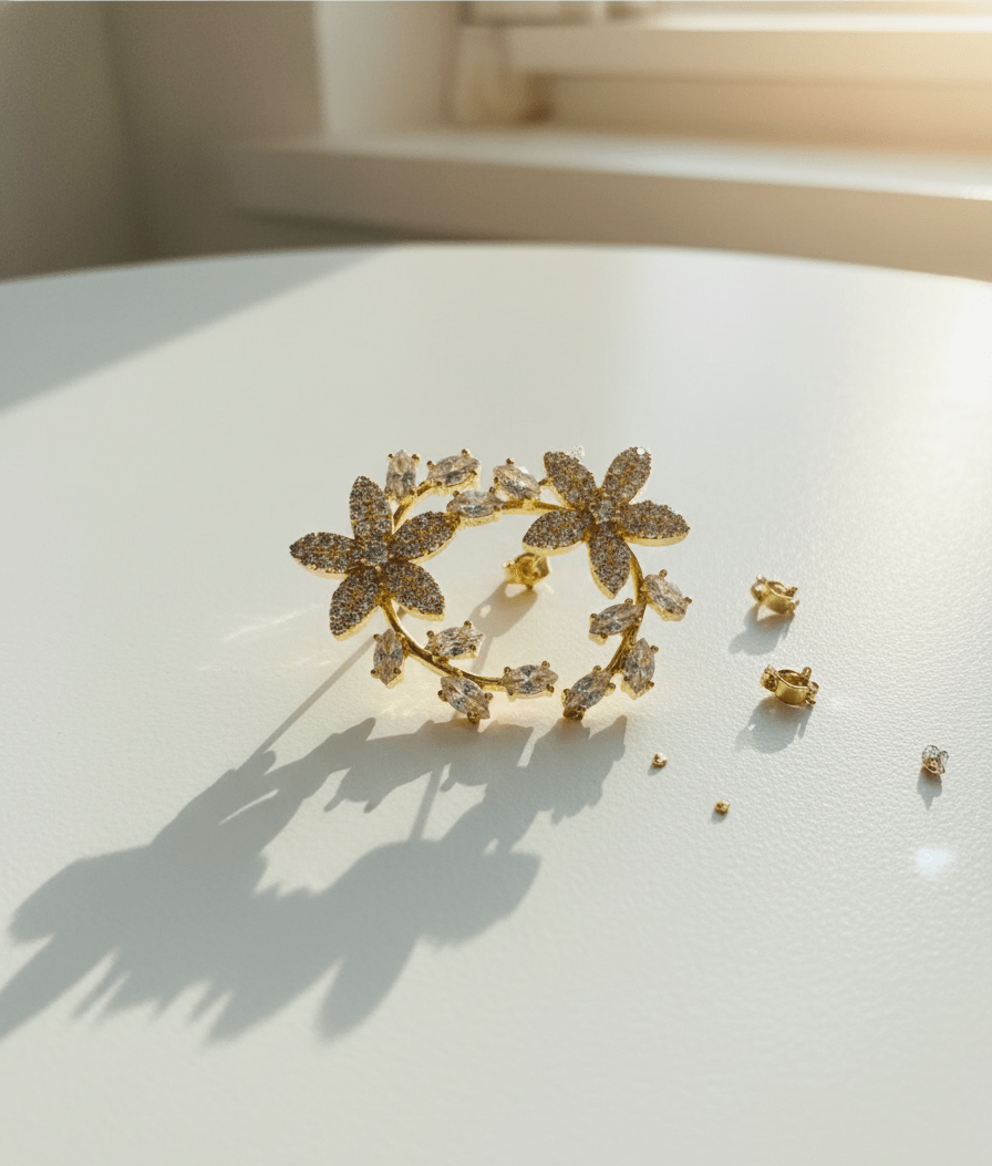 Floral Crystal Vine Earrings - Zambeel