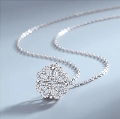 Flower Four Leaf Clower Hearts Necklace - Zambeel