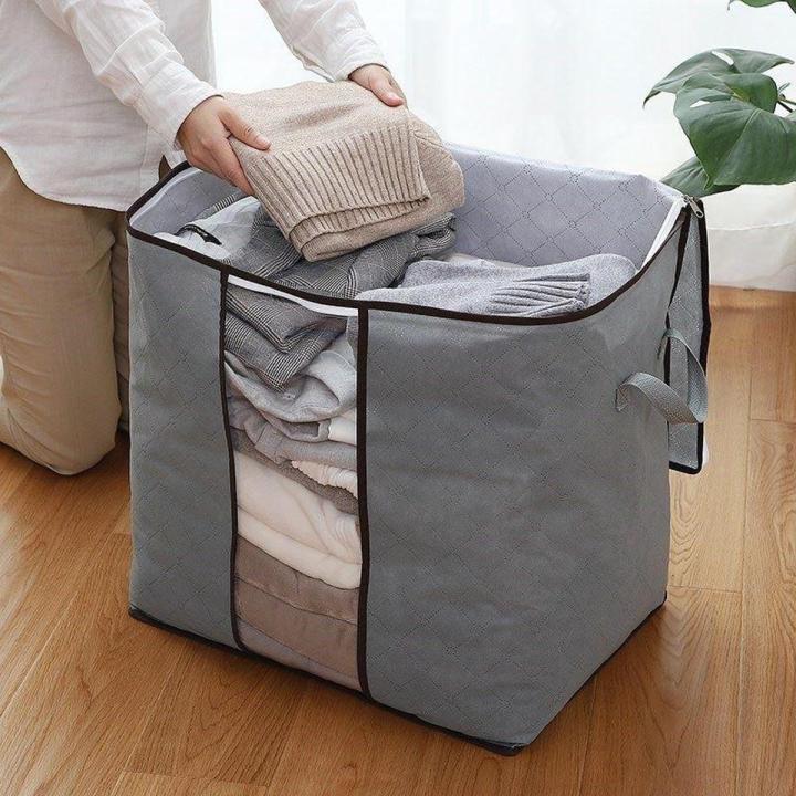 Foldable Clothes Storage Bag with Zipper & Handles - Zambeel