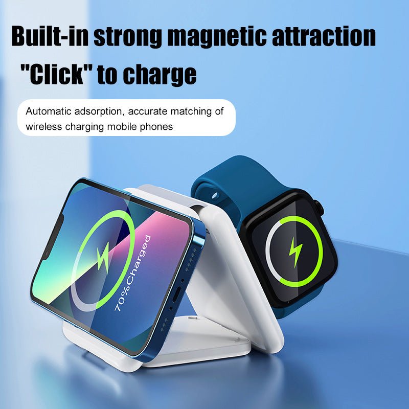 Folding Magnetic Suction Wireless Charger 3 - in - 1 - Zambeel
