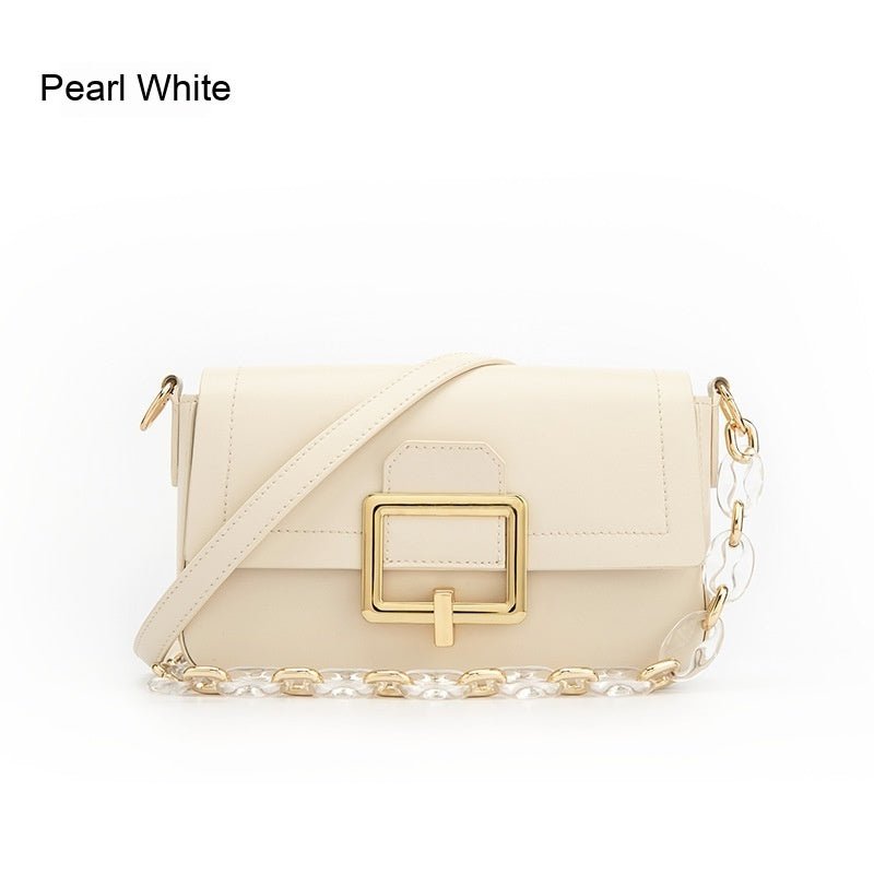 French Minority Textured Shoulder Cowhide Crossbody Bag - Zambeel