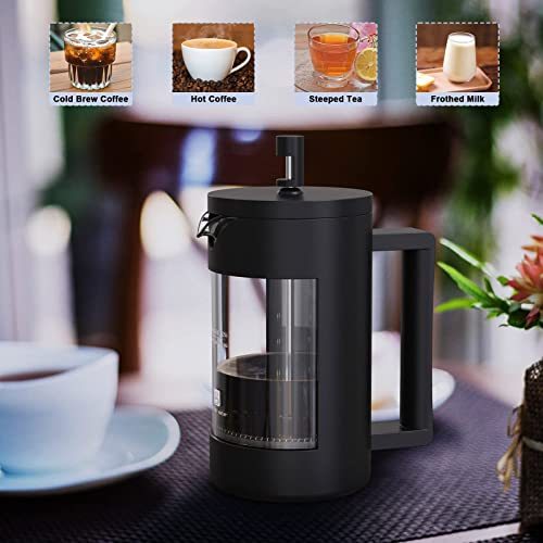 French Press Coffee Maker, Camping Plastic Glass French Coffee Press, Medium Size Tea And Frothed Milk Press,100 Percent BPA Free Prensa Francesa, Rust - Free And Dishwasher Safe,12 Oz & 21 Oz - Zambeel