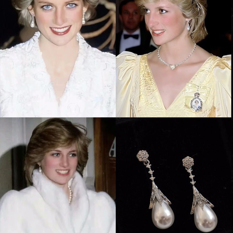 French Style Classic Retro High - grade Light Luxury Temperament Shining Water Drop Pearl Earrings - Zambeel
