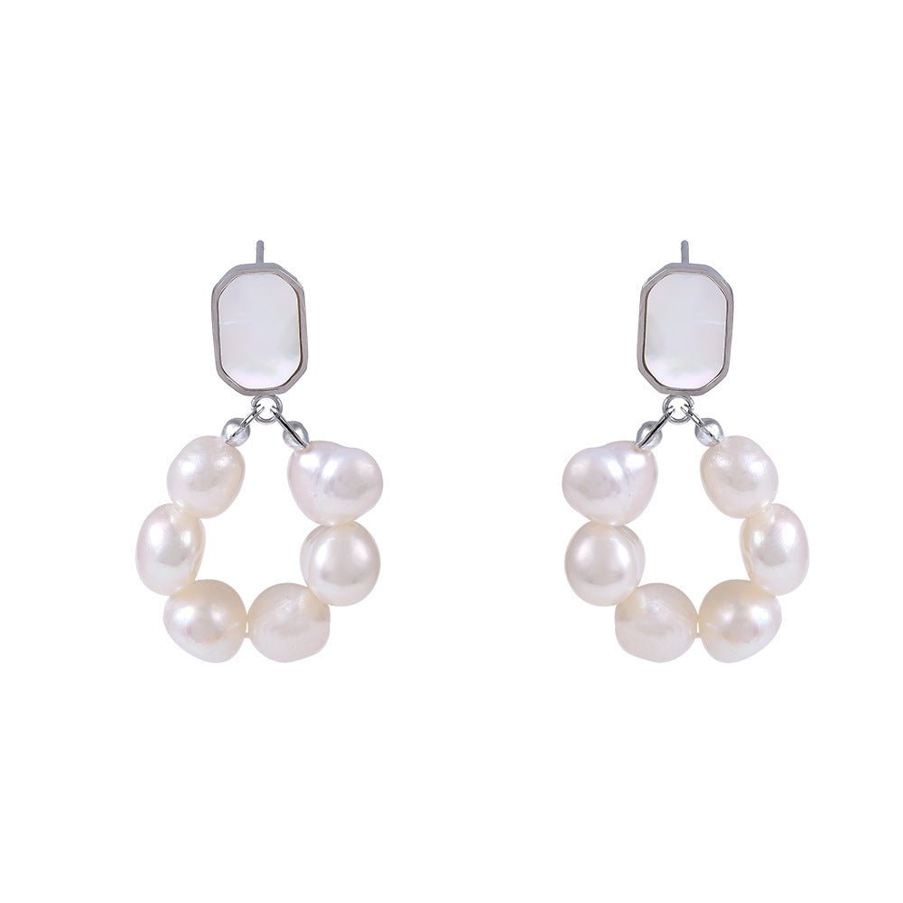 Freshwater Pearl Earrings Women's Light Luxury , Sweet Temperament, Shell Stud Earrings, Earrings - Zambeel