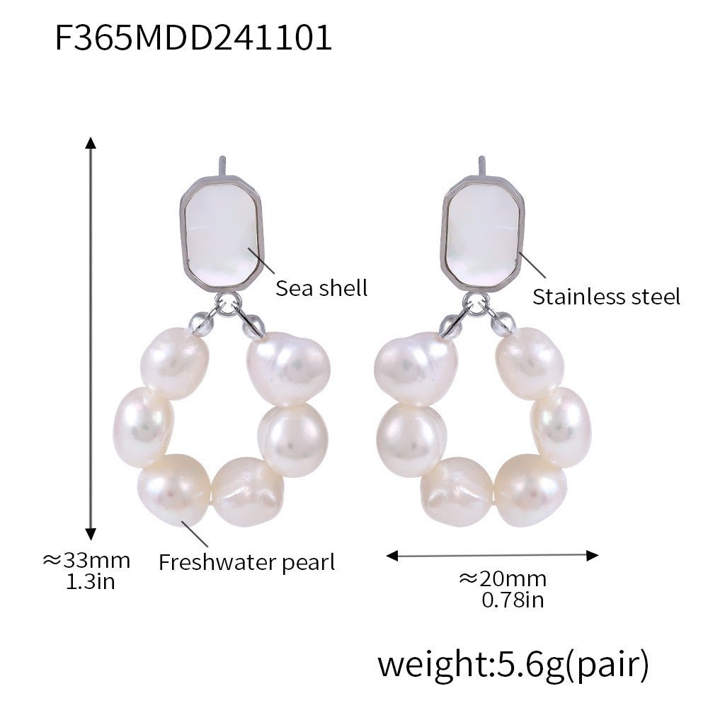 Freshwater Pearl Earrings Women's Light Luxury , Sweet Temperament, Shell Stud Earrings, Earrings - Zambeel