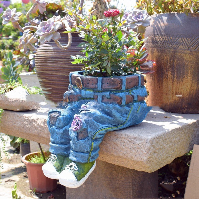 Garden Art Jeans Garden Decoration Flower Pot - Zambeel