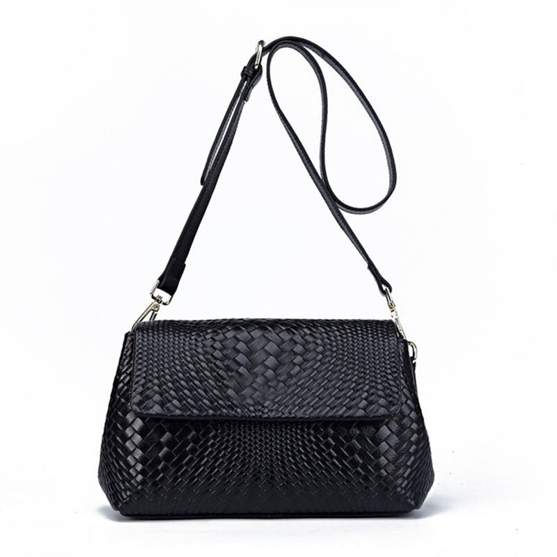 Genuine Leather Women's Woven Bag Crossbody Small Bag Women's Shoulder Messenger Bag - Zambeel