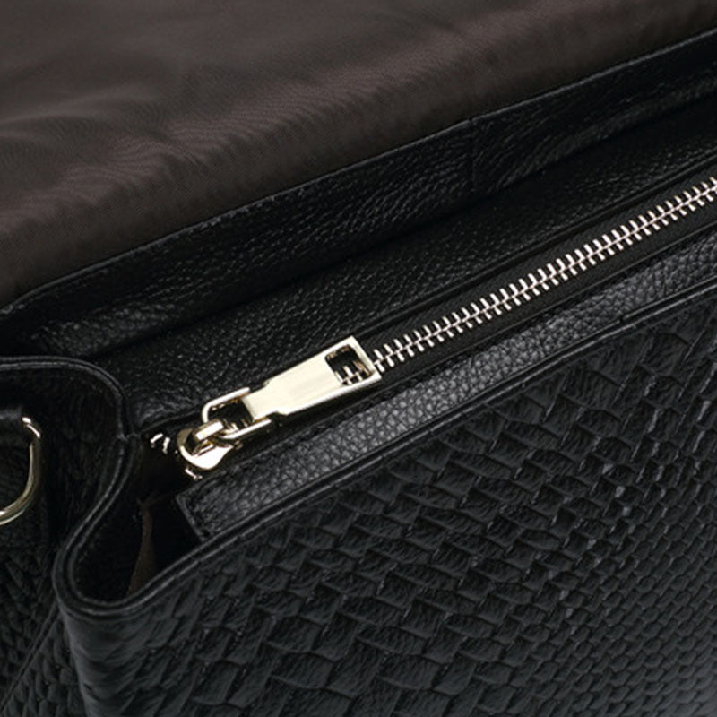 Genuine Leather Women's Woven Bag Crossbody Small Bag Women's Shoulder Messenger Bag - Zambeel