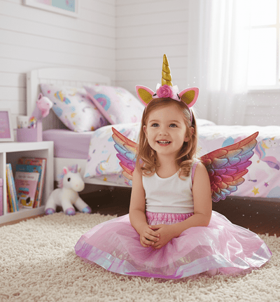 Girls Pink Unicorn Fairy Costume - Zambeel