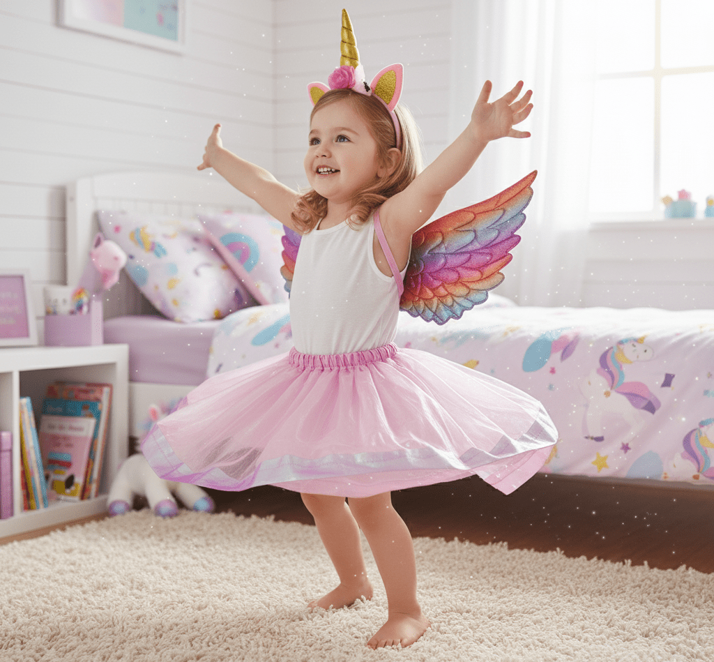 Girls Pink Unicorn Fairy Costume - Zambeel