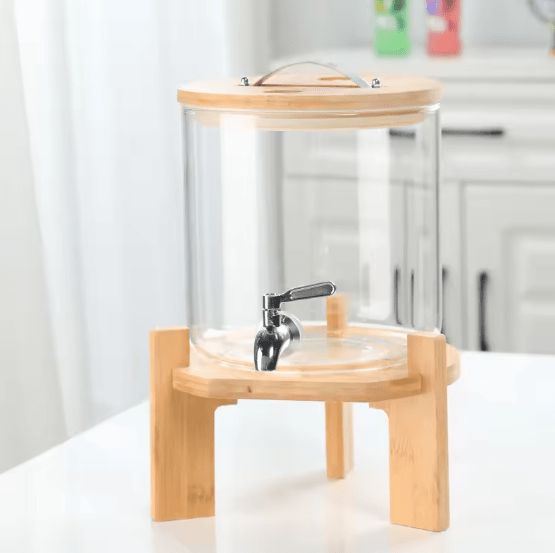 Glass Dispenser with Wooden Stand - Zambeel