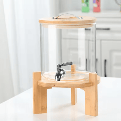 Glass Dispenser with Wooden Stand - Zambeel