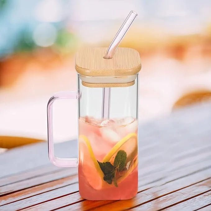 Glass Mug With Bamboo Lid & Straw - Zambeel