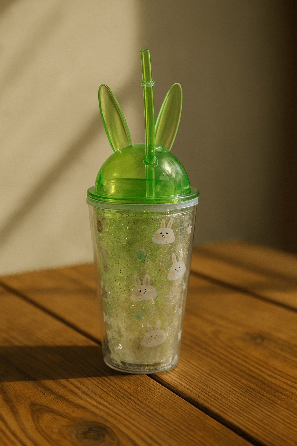 Glitter Bunny Cup with Straw - Zambeel