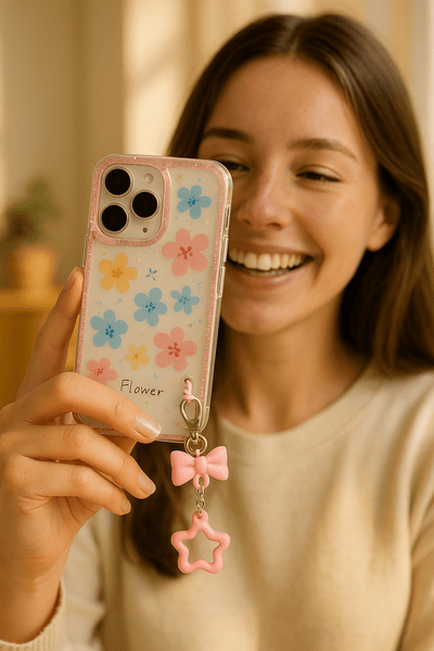 Glitter Floral Case with Charm - Zambeel